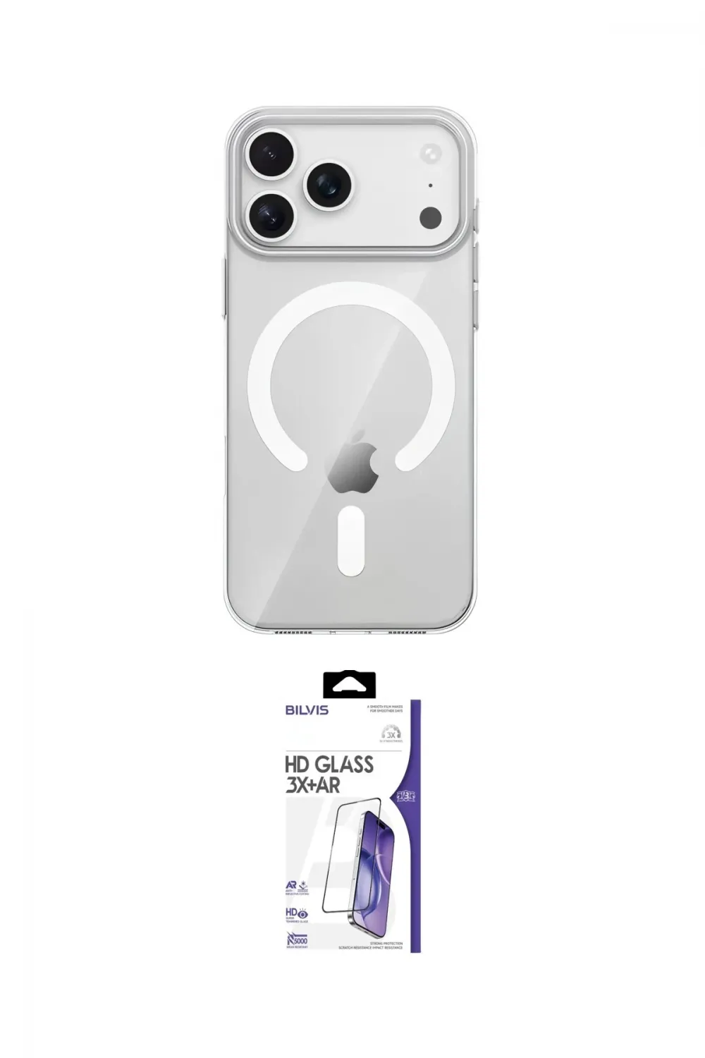 ieg™ iPhone 17 Pro Max Kılıf Pusula Form Özel Seri - Siyah Bilvis 3X AR HD Cam Ekran Koruyucu