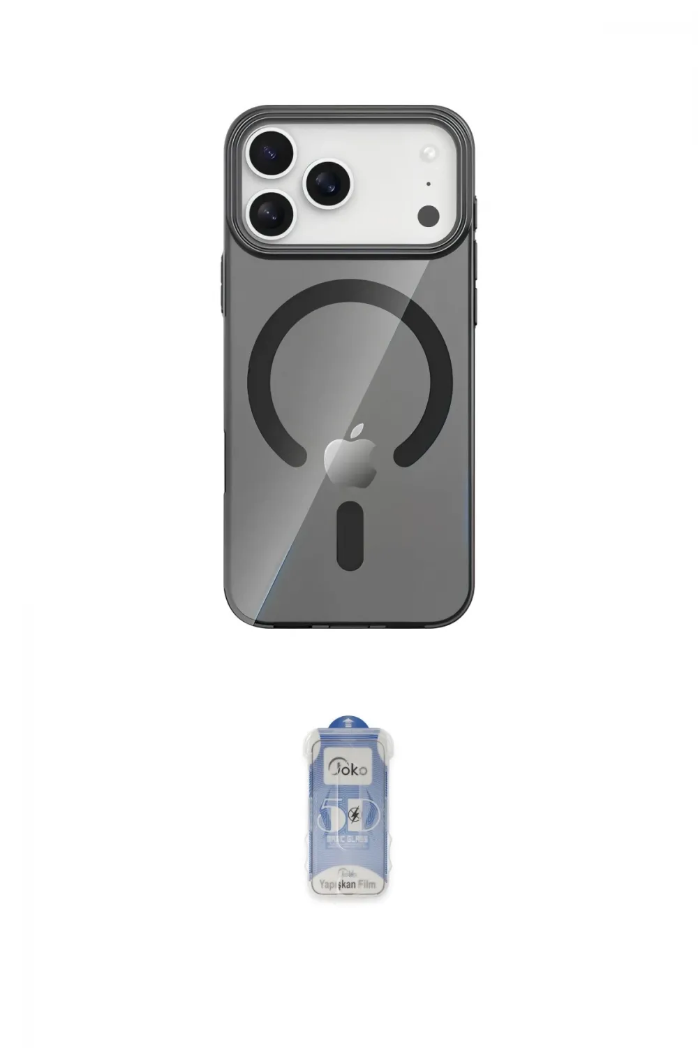 ieg™ iPhone 17 Pro Max Kılıf Pusula Form Özel Seri - Siyah Joko Magic 5D Cam