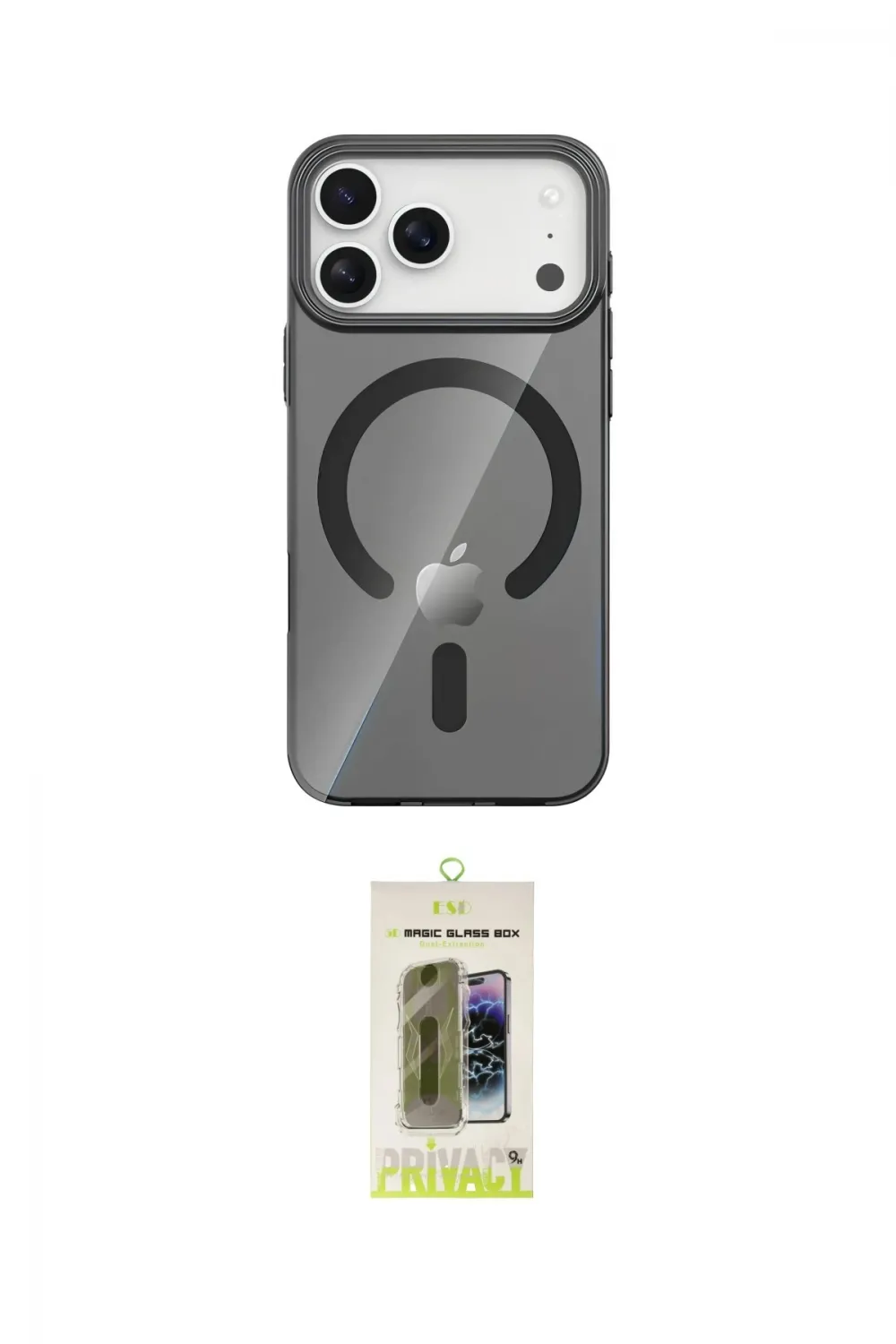 ieg™ iPhone 17 Pro Max Kılıf Pusula Form Özel Seri - Siyah Joko Magic 5D Hayalet Cam