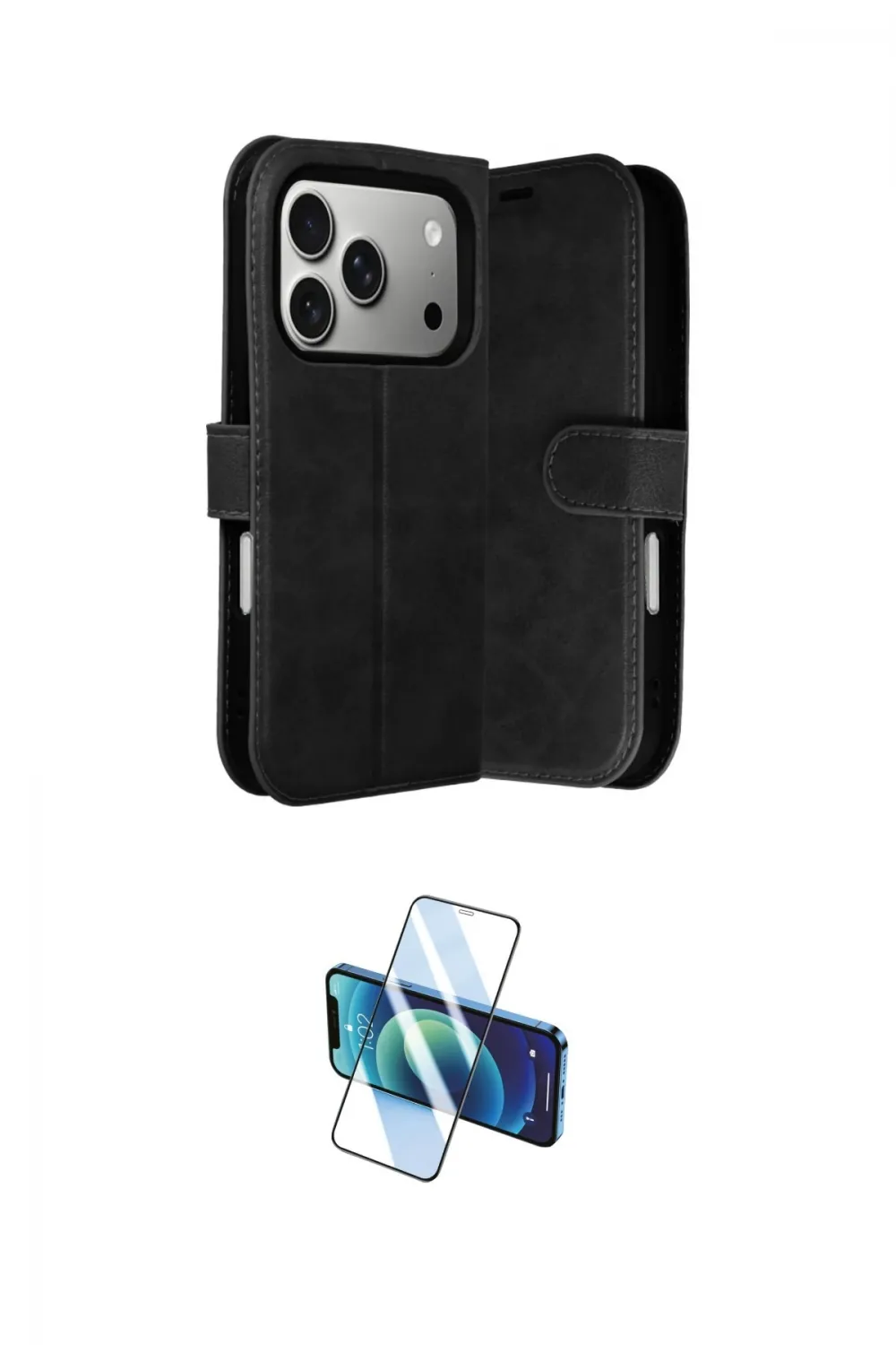 ieg™ iPhone 17 Pro Max Kılıf Siluet Işık Serisi - Siyah 3D Antistatik Cam Ekran Koruyucu