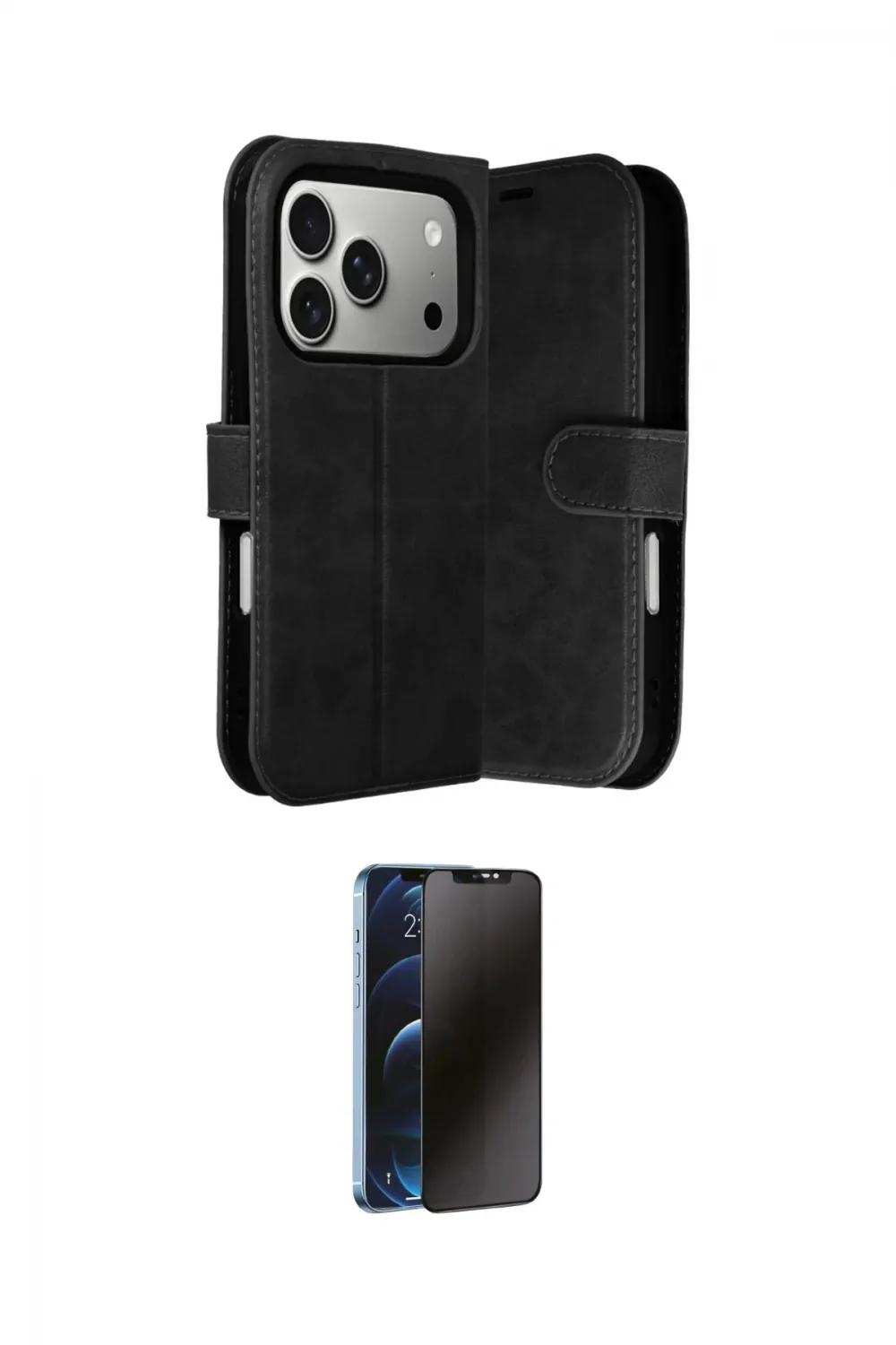 ieg™ iPhone 17 Pro Max Kılıf Siluet Işık Serisi - Siyah 3D Antistatik Hayalet Cam Ekran Koruyucu