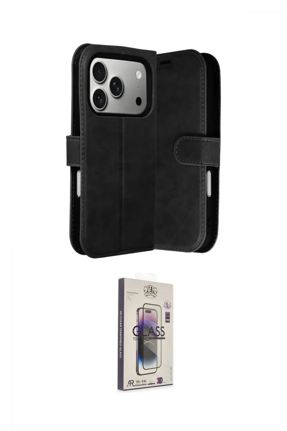 ieg™ iPhone 17 Pro Max Kılıf Siluet Işık Serisi - Siyah Bilvis 3D Cam Ekran Koruyucu