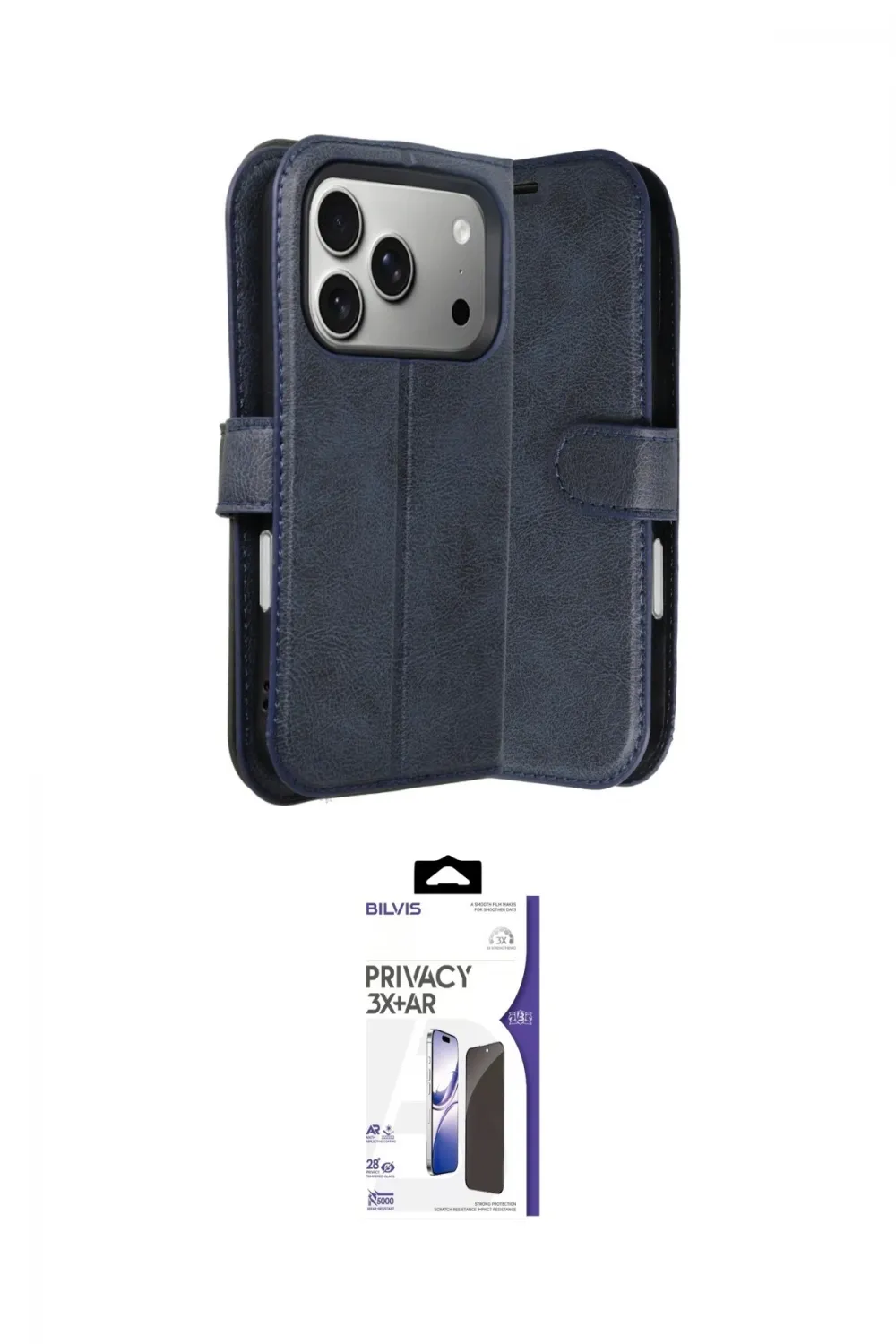 ieg™ iPhone 17 Pro Max Kılıf Siluet Işık Serisi - Siyah Bilvis 3X AR Hayalet Cam Ekran Koruyucu