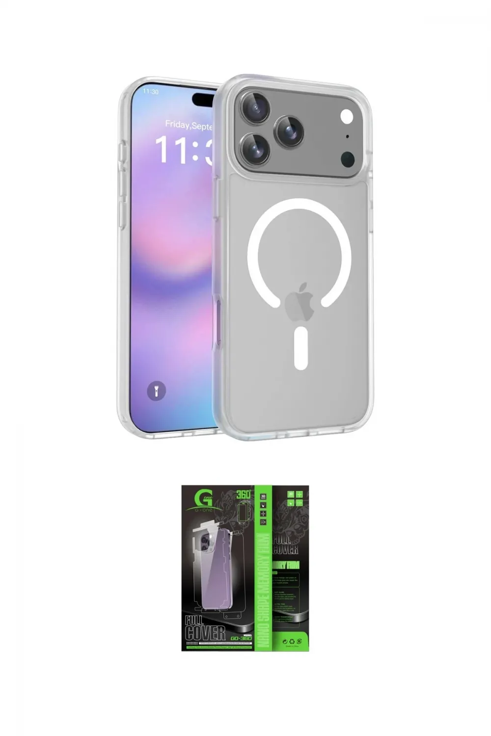 ieg™ iPhone 17 Pro Max Kılıf Siluet Minimal Prime - Şeffaf 360 Full Body Arka Koruyucu
