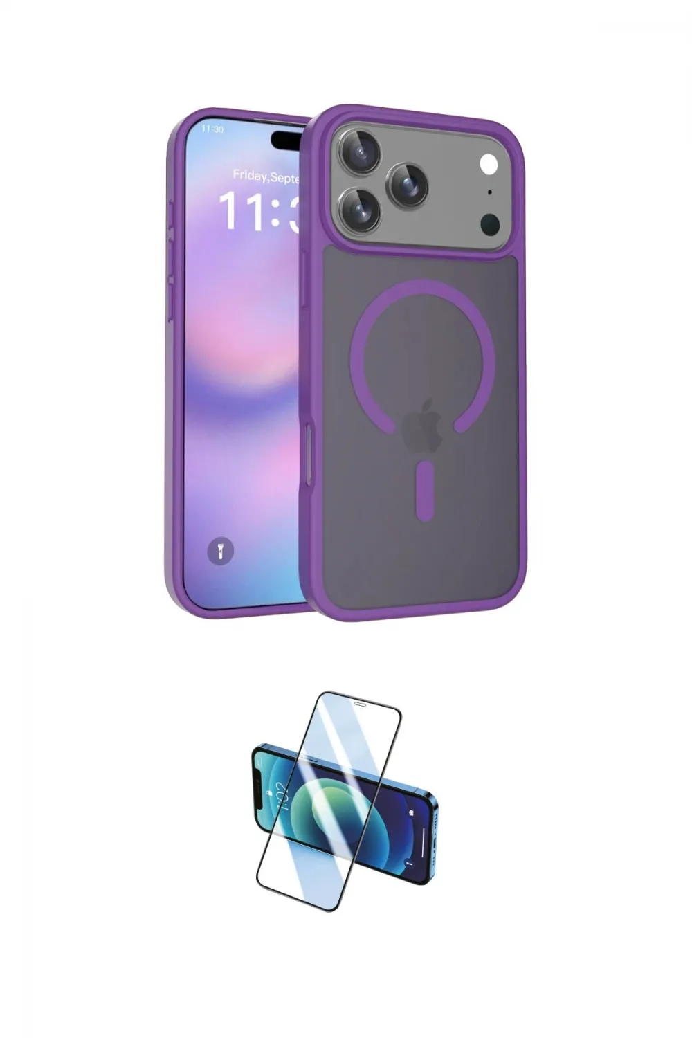 ieg™ iPhone 17 Pro Max Kılıf Siluet Minimal Prime - Siyah 3D Antistatik Cam Ekran Koruyucu