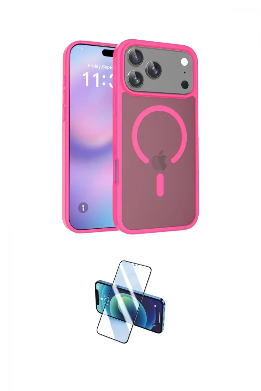 ieg™ iPhone 17 Pro Max Kılıf Siluet Minimal Prime - Siyah 3D Antistatik Cam Ekran Koruyucu