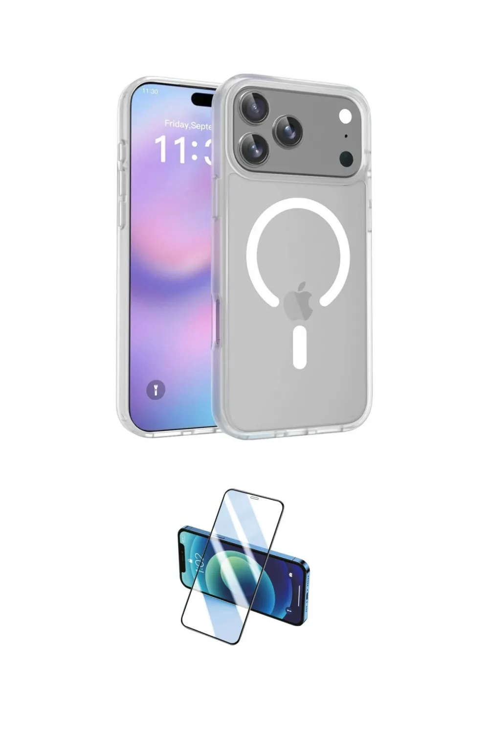 ieg™ iPhone 17 Pro Max Kılıf Siluet Minimal Prime - Siyah 3D Antistatik Seramik Nano Ekran Koruyucu