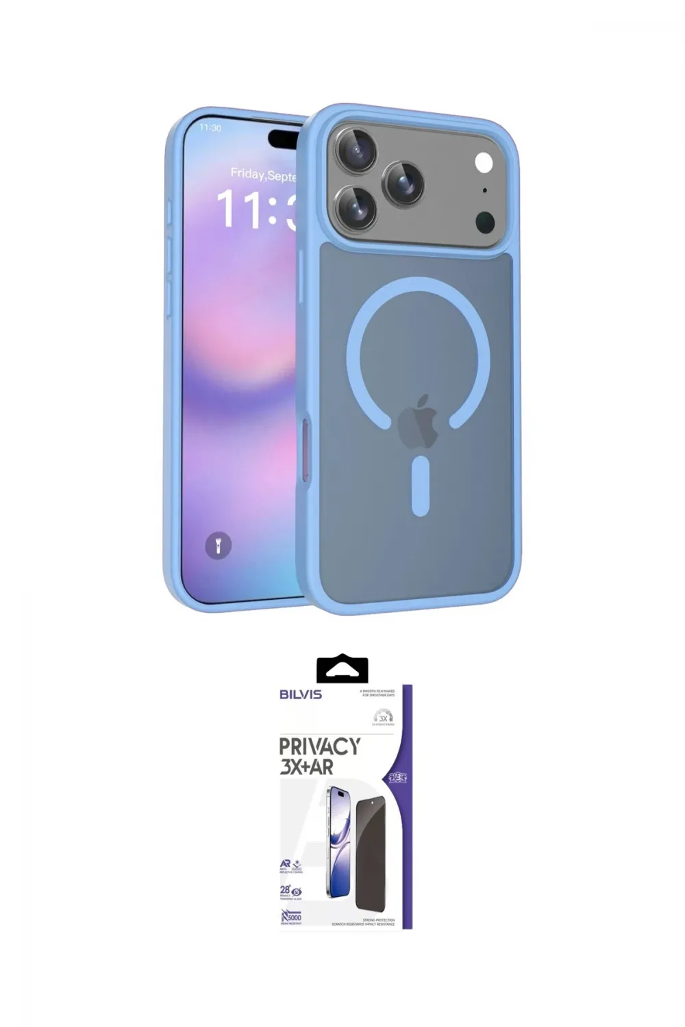 ieg™ iPhone 17 Pro Max Kılıf Siluet Minimal Prime - Siyah Bilvis 3X AR Hayalet Cam Ekran Koruyucu