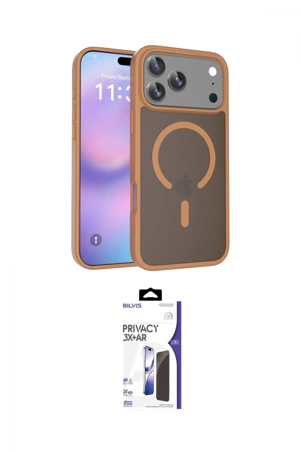 ieg™ iPhone 17 Pro Max Kılıf Siluet Minimal Prime - Siyah Bilvis 3X AR Hayalet Cam Ekran Koruyucu