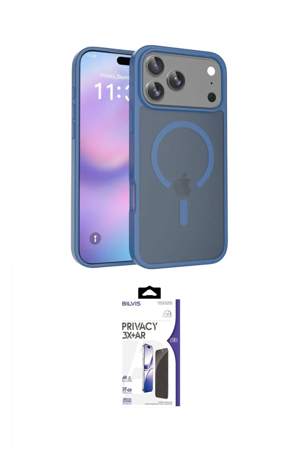 ieg™ iPhone 17 Pro Max Kılıf Siluet Minimal Prime - Siyah Bilvis 3X AR Hayalet Cam Ekran Koruyucu