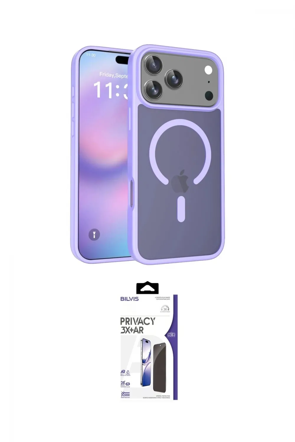 ieg™ iPhone 17 Pro Max Kılıf Siluet Minimal Prime - Siyah Bilvis 3X AR Hayalet Cam Ekran Koruyucu