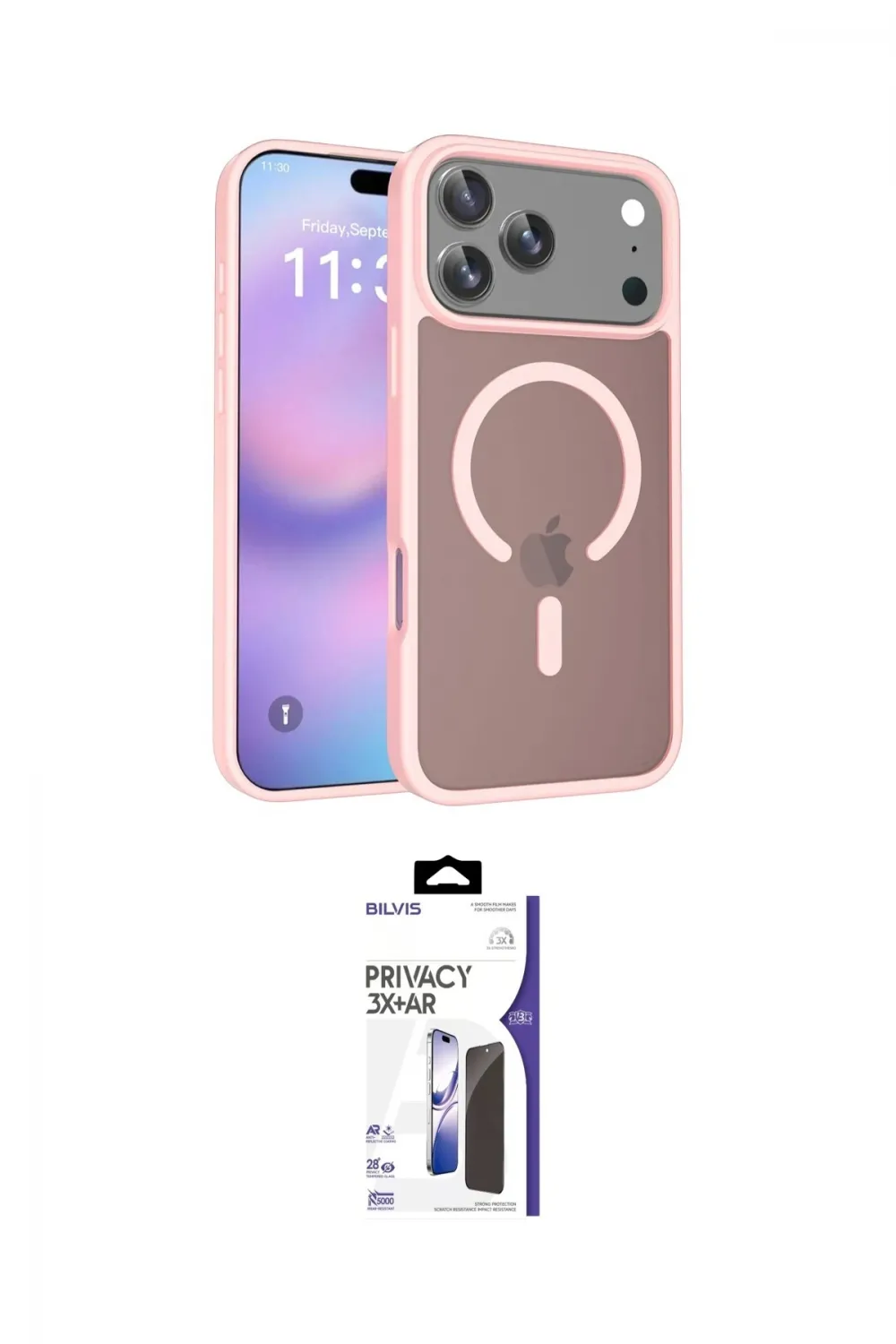 ieg™ iPhone 17 Pro Max Kılıf Siluet Minimal Prime - Siyah Bilvis 3X AR Hayalet Cam Ekran Koruyucu