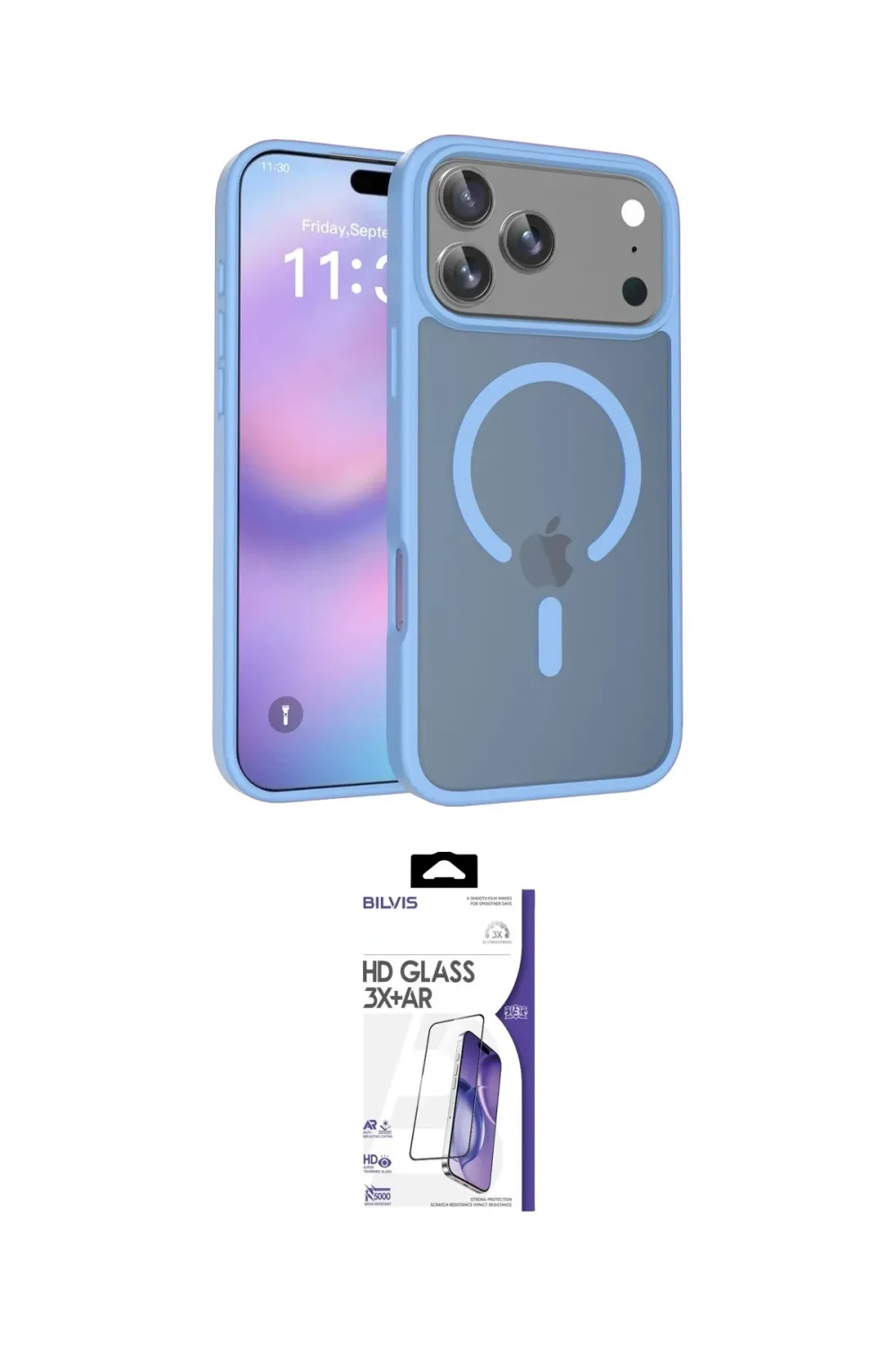 ieg™ iPhone 17 Pro Max Kılıf Siluet Minimal Prime - Siyah Bilvis 3X AR HD Cam Ekran Koruyucu