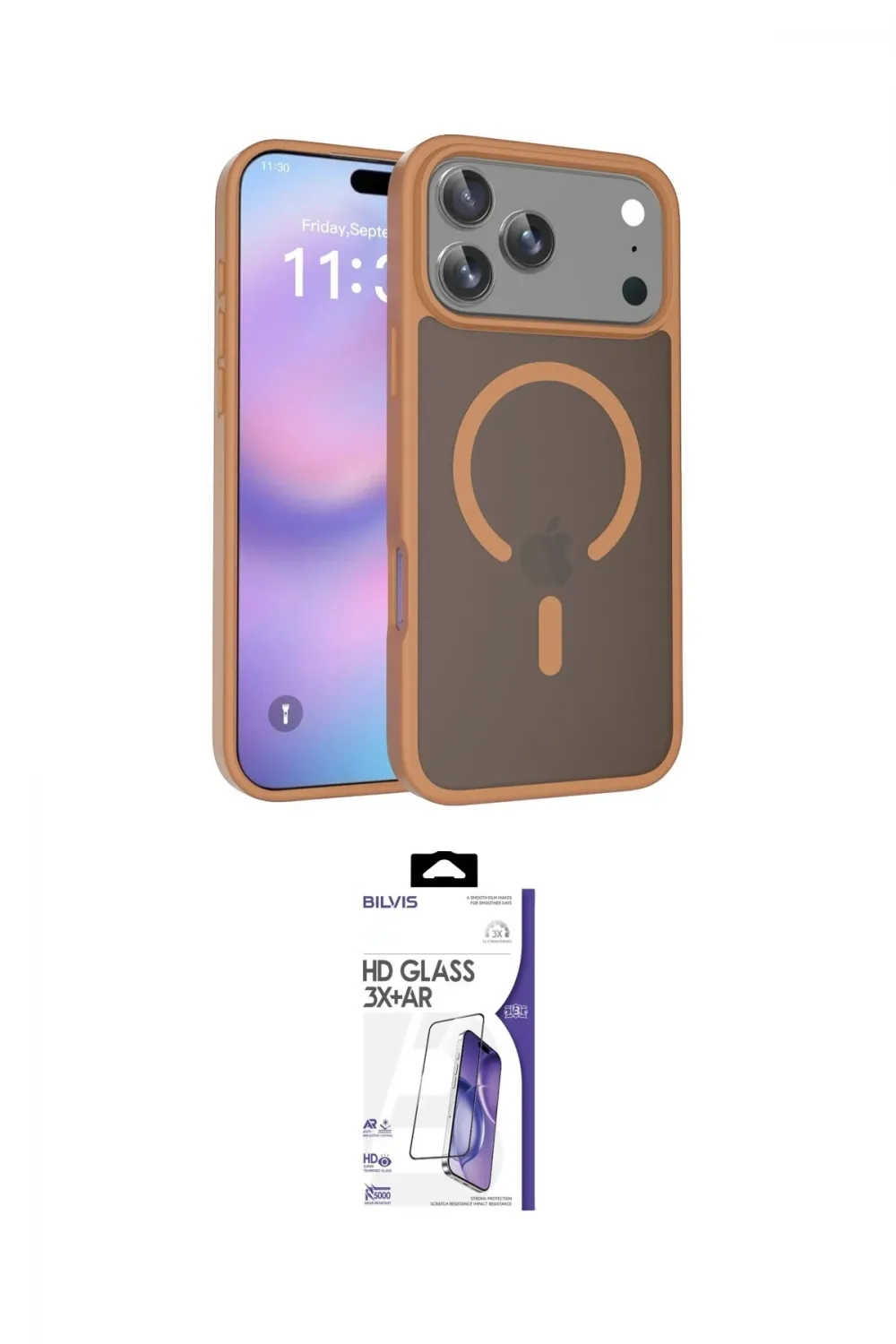 ieg™ iPhone 17 Pro Max Kılıf Siluet Minimal Prime - Siyah Bilvis 3X AR HD Cam Ekran Koruyucu