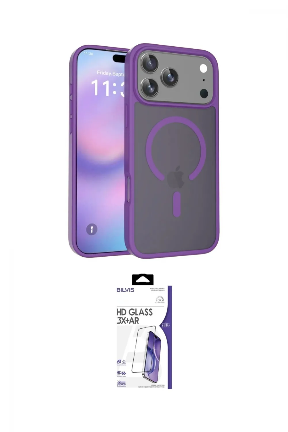 ieg™ iPhone 17 Pro Max Kılıf Siluet Minimal Prime - Siyah Bilvis 3X AR HD Cam Ekran Koruyucu