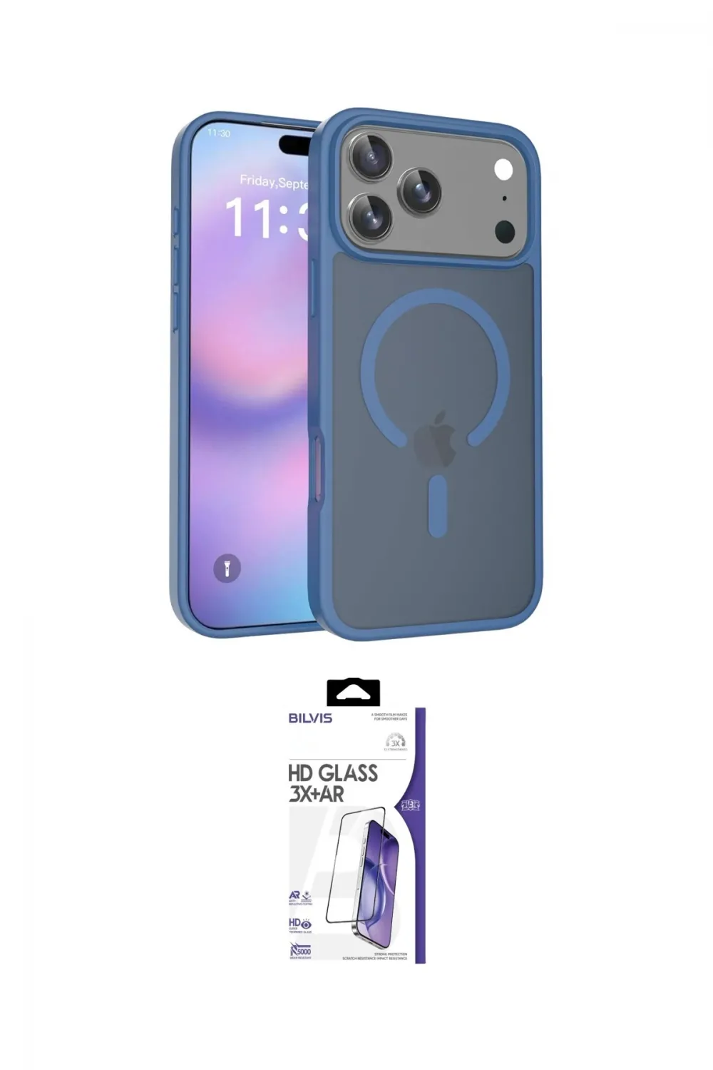 ieg™ iPhone 17 Pro Max Kılıf Siluet Minimal Prime - Siyah Bilvis 3X AR HD Cam Ekran Koruyucu