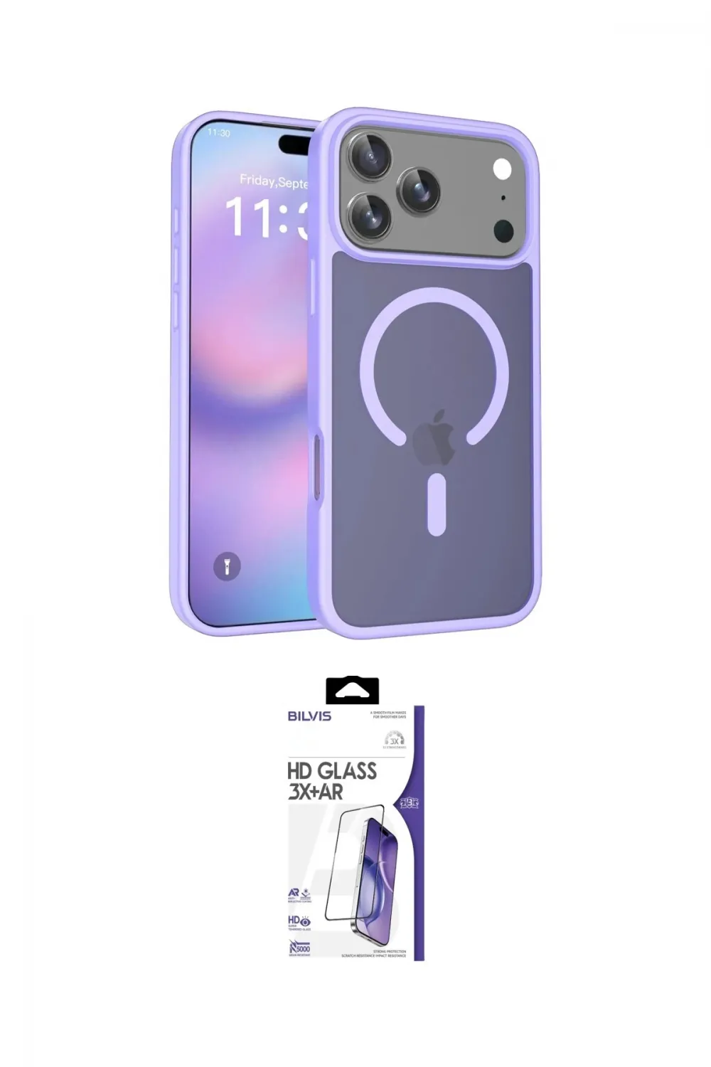 ieg™ iPhone 17 Pro Max Kılıf Siluet Minimal Prime - Siyah Bilvis 3X AR HD Cam Ekran Koruyucu