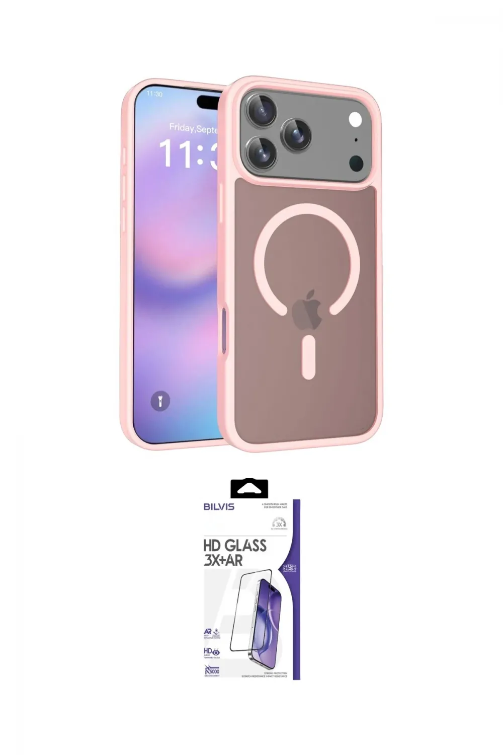 ieg™ iPhone 17 Pro Max Kılıf Siluet Minimal Prime - Siyah Bilvis 3X AR HD Cam Ekran Koruyucu
