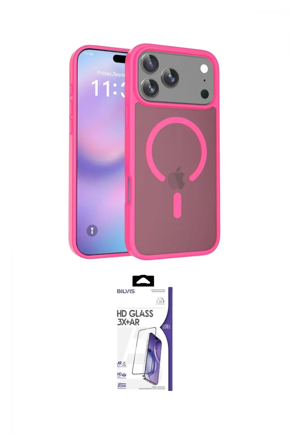 ieg™ iPhone 17 Pro Max Kılıf Siluet Minimal Prime - Siyah Bilvis 3X AR HD Cam Ekran Koruyucu