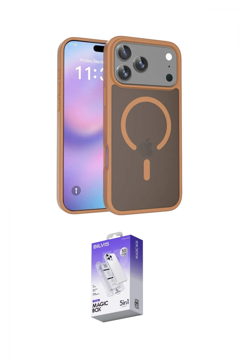 ieg™ iPhone 17 Pro Max Kılıf Siluet Minimal Prime - Siyah Bilvis 5in1 3D Magic Cam Ekran Koruyucu