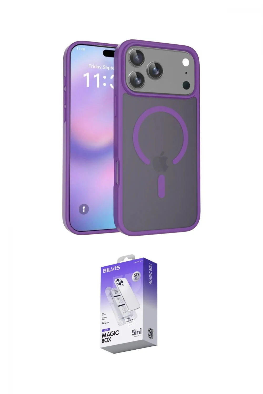 ieg™ iPhone 17 Pro Max Kılıf Siluet Minimal Prime - Siyah Bilvis 5in1 3D Magic Cam Ekran Koruyucu