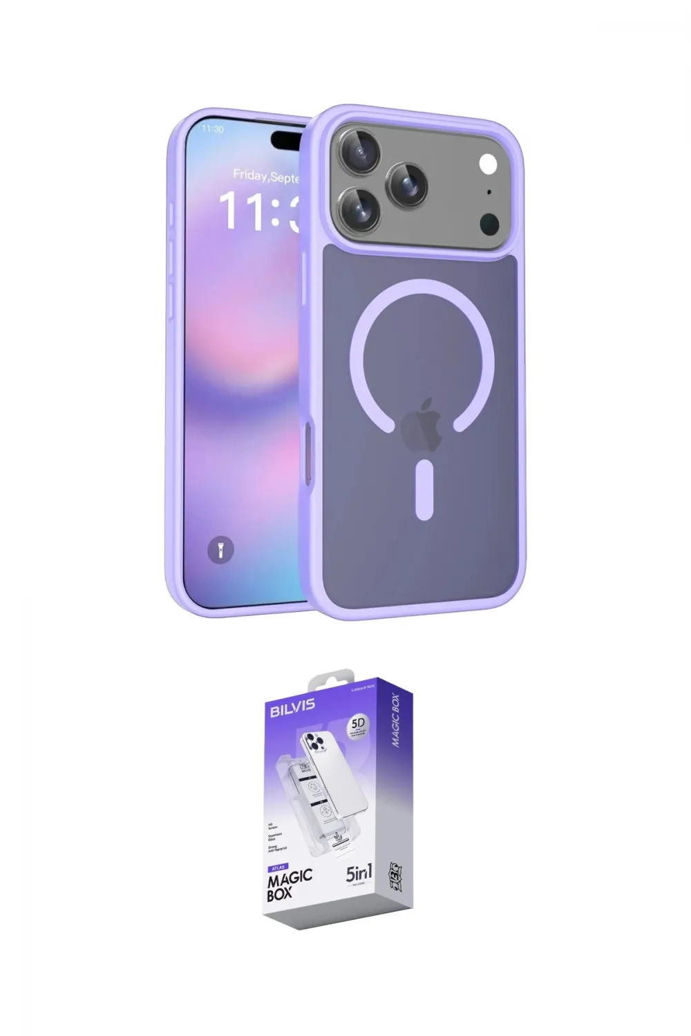 ieg™ iPhone 17 Pro Max Kılıf Siluet Minimal Prime - Siyah Bilvis 5in1 3D Magic Cam Ekran Koruyucu