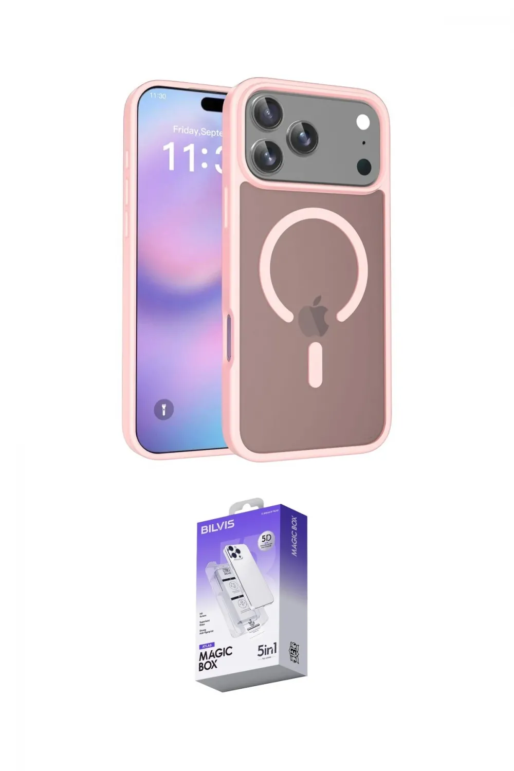 ieg™ iPhone 17 Pro Max Kılıf Siluet Minimal Prime - Siyah Bilvis 5in1 3D Magic Cam Ekran Koruyucu