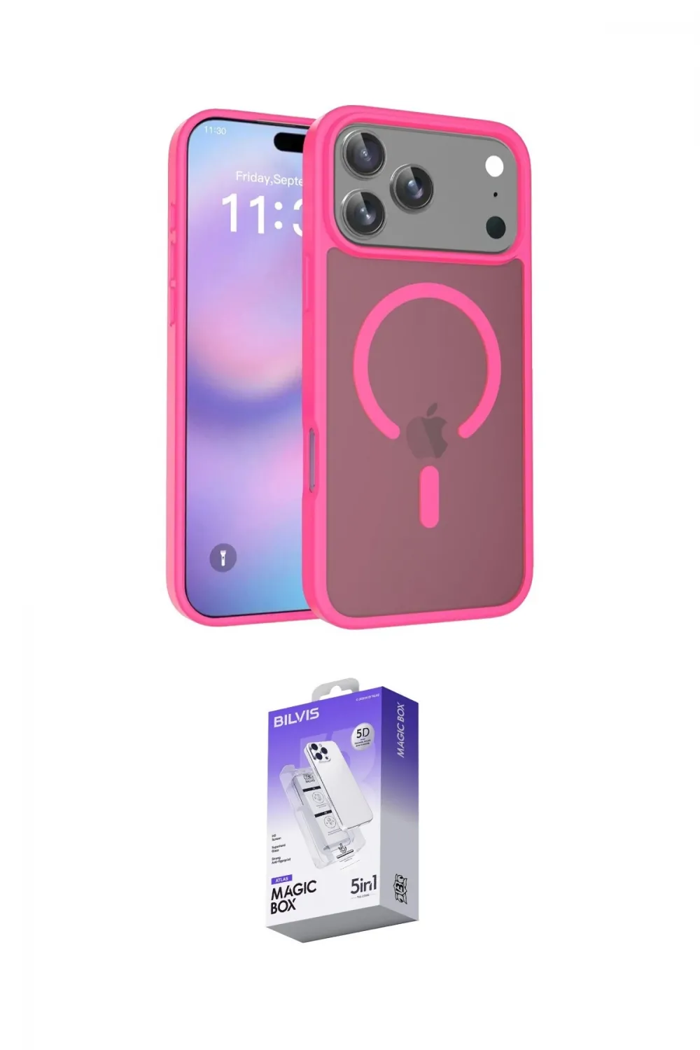 ieg™ iPhone 17 Pro Max Kılıf Siluet Minimal Prime - Siyah Bilvis 5in1 3D Magic Cam Ekran Koruyucu