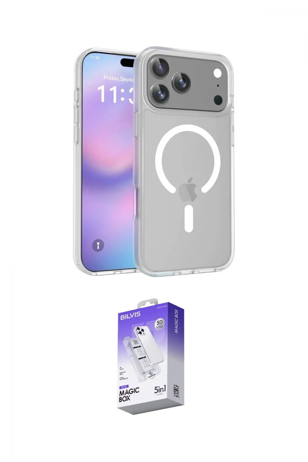 ieg™ iPhone 17 Pro Max Kılıf Siluet Minimal Prime - Siyah Bilvis 5in1 3D Magic Cam Ekran Koruyucu