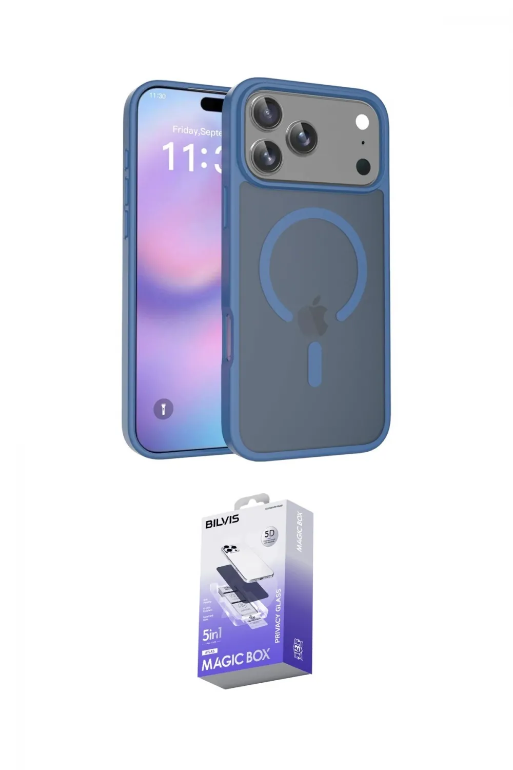 ieg™ iPhone 17 Pro Max Kılıf Siluet Minimal Prime - Siyah Bilvis 5in1 5D Magic Hayalet Cam Ekran Koruyucu
