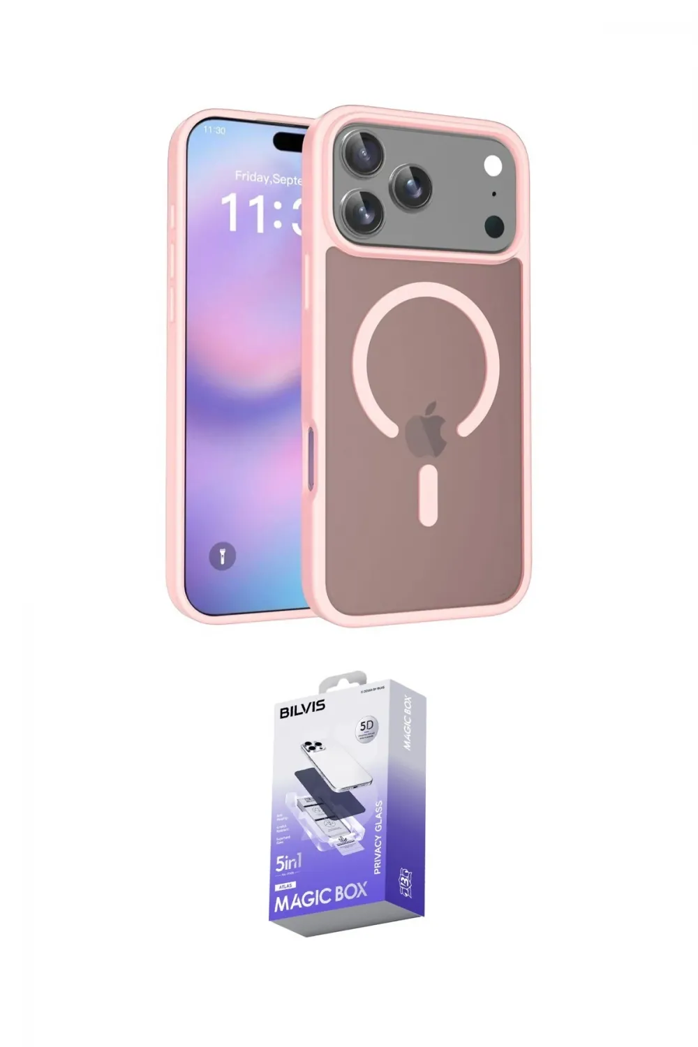 ieg™ iPhone 17 Pro Max Kılıf Siluet Minimal Prime - Siyah Bilvis 5in1 5D Magic Hayalet Cam Ekran Koruyucu