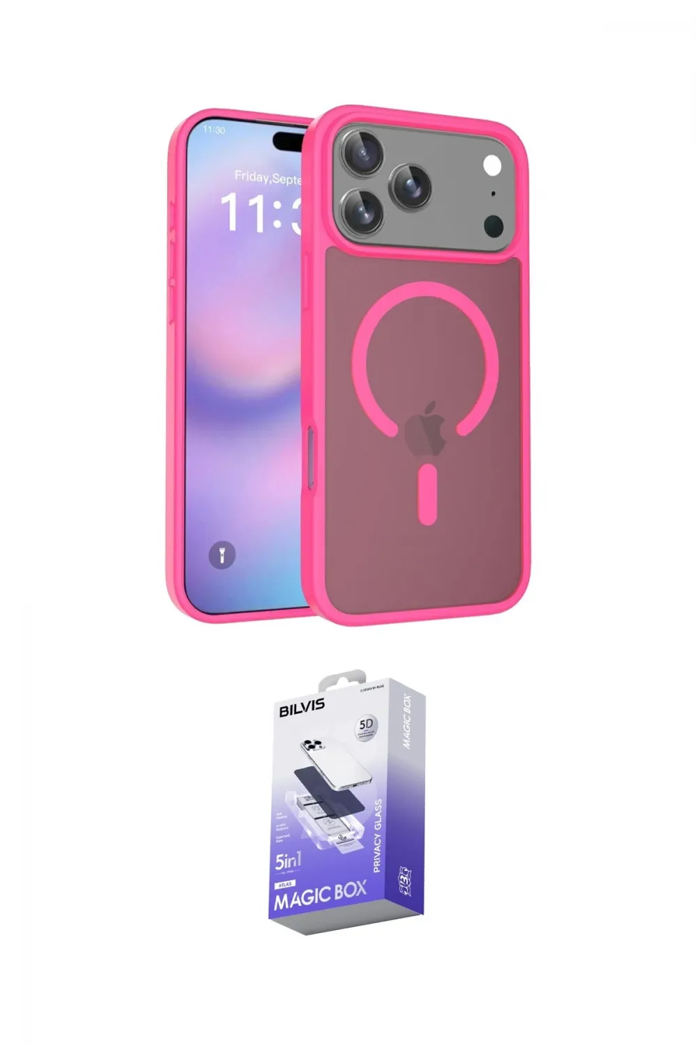 ieg™ iPhone 17 Pro Max Kılıf Siluet Minimal Prime - Siyah Bilvis 5in1 5D Magic Hayalet Cam Ekran Koruyucu