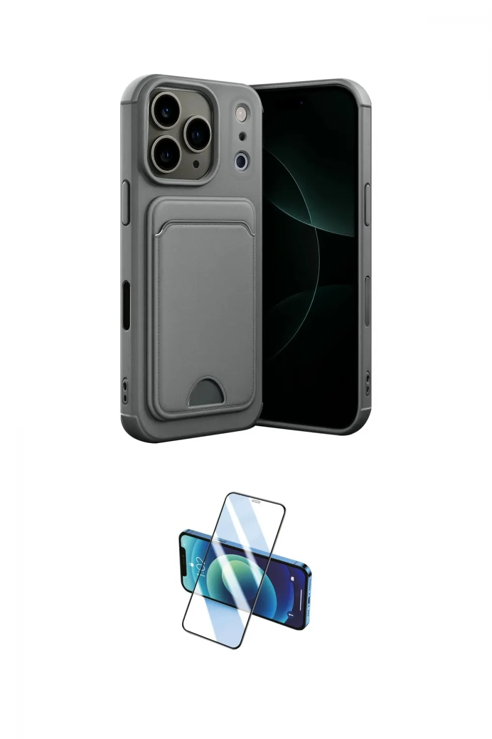 ieg™ iPhone 17 Pro Max Kılıf Vadi Çizgi Prime - Siyah 3D Antistatik Cam Ekran Koruyucu