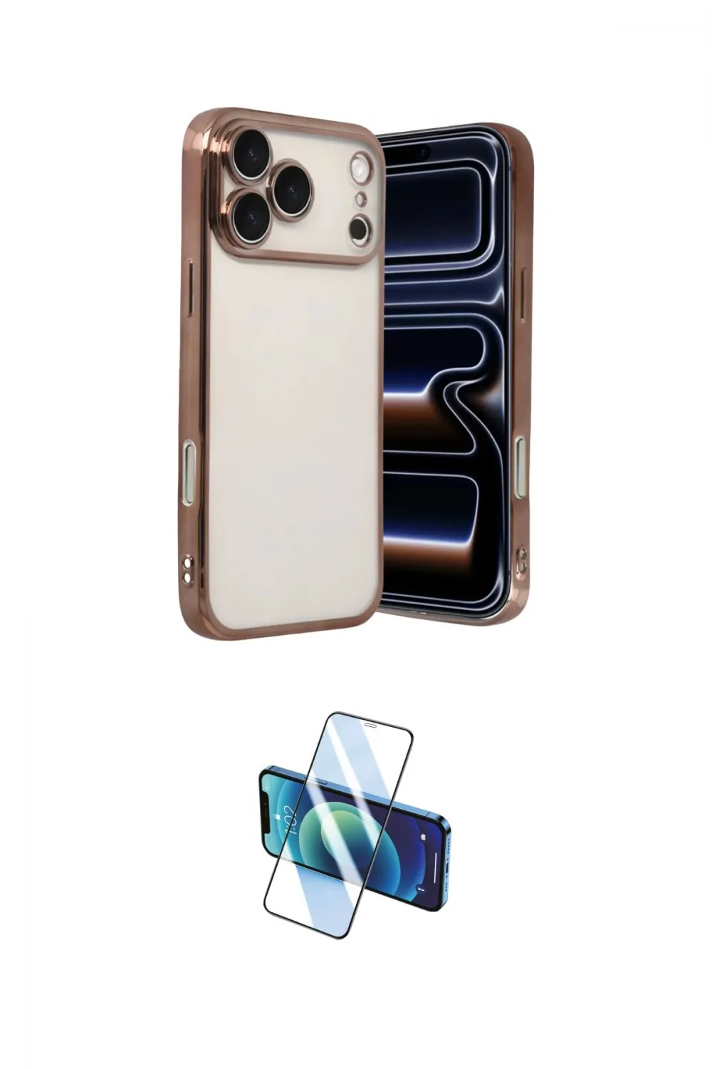 ieg™ iPhone 17 Pro Max Kılıf Vadi Minimal - Siyah 3D Antistatik Cam Ekran Koruyucu