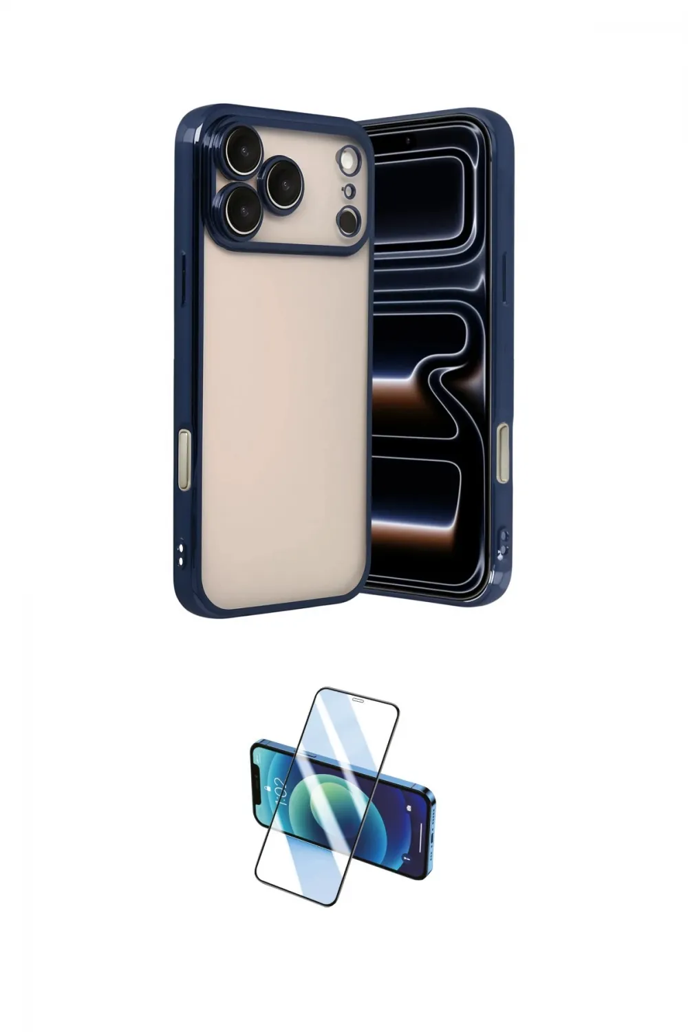 ieg™ iPhone 17 Pro Max Kılıf Vadi Minimal - Siyah 3D Antistatik Cam Ekran Koruyucu