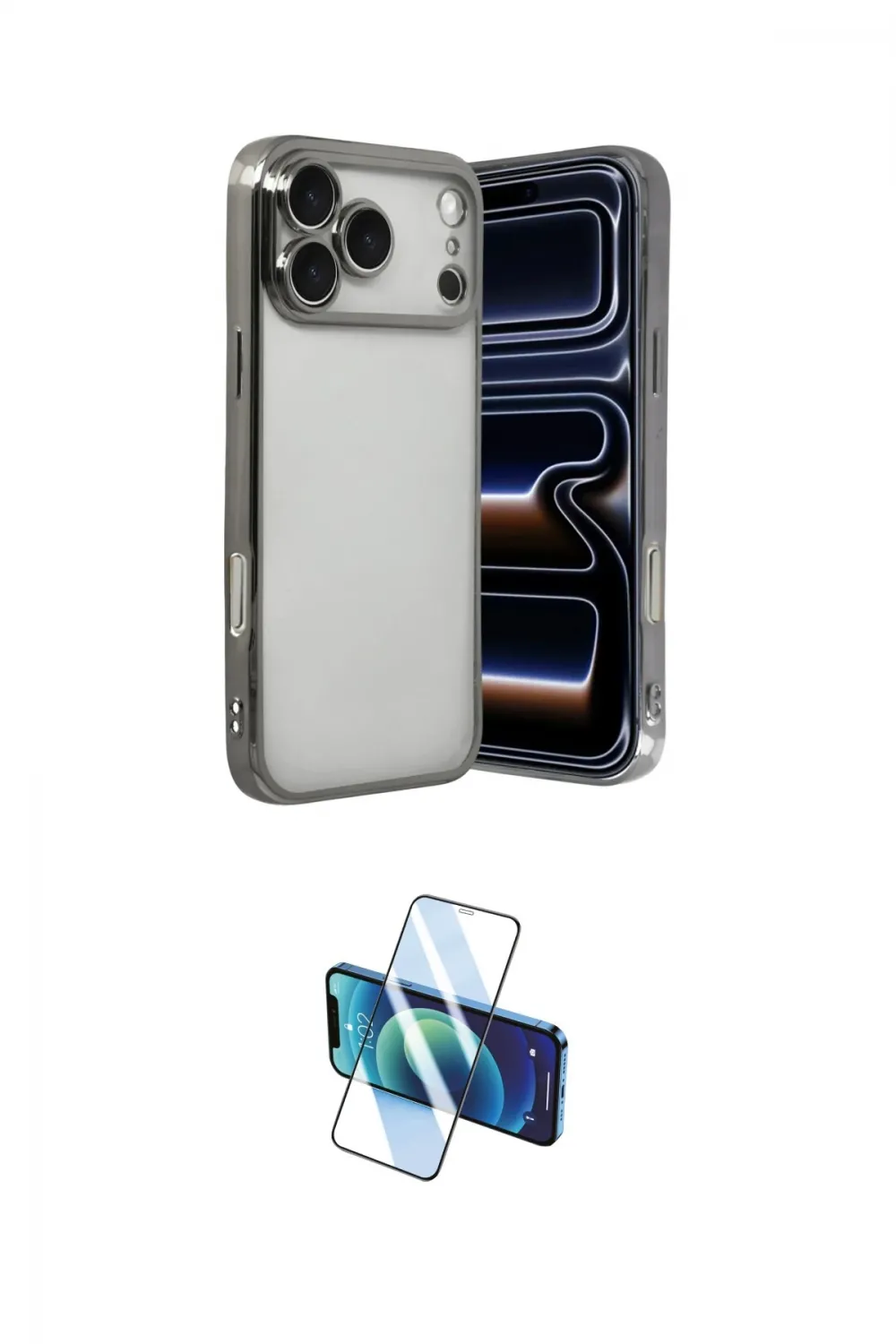ieg™ iPhone 17 Pro Max Kılıf Vadi Minimal - Siyah 3D Antistatik Cam Ekran Koruyucu