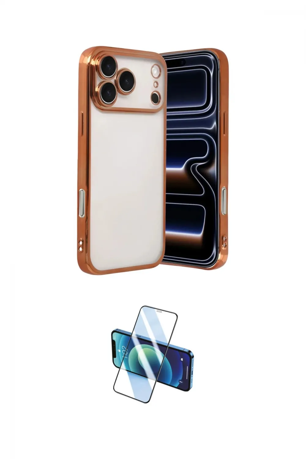 ieg™ iPhone 17 Pro Max Kılıf Vadi Minimal - Siyah 3D Antistatik Cam Ekran Koruyucu