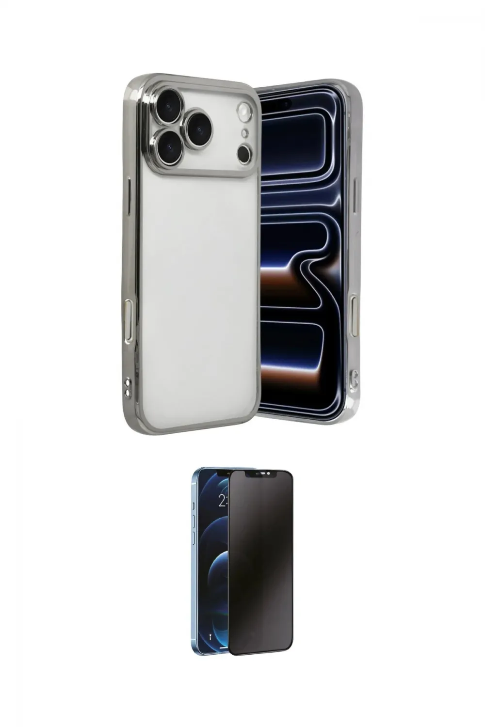 ieg™ iPhone 17 Pro Max Kılıf Vadi Minimal - Siyah 3D Antistatik Hayalet Cam Ekran Koruyucu