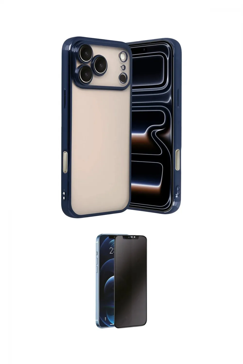 ieg™ iPhone 17 Pro Max Kılıf Vadi Minimal - Siyah 3D Antistatik Hayalet Cam Ekran Koruyucu