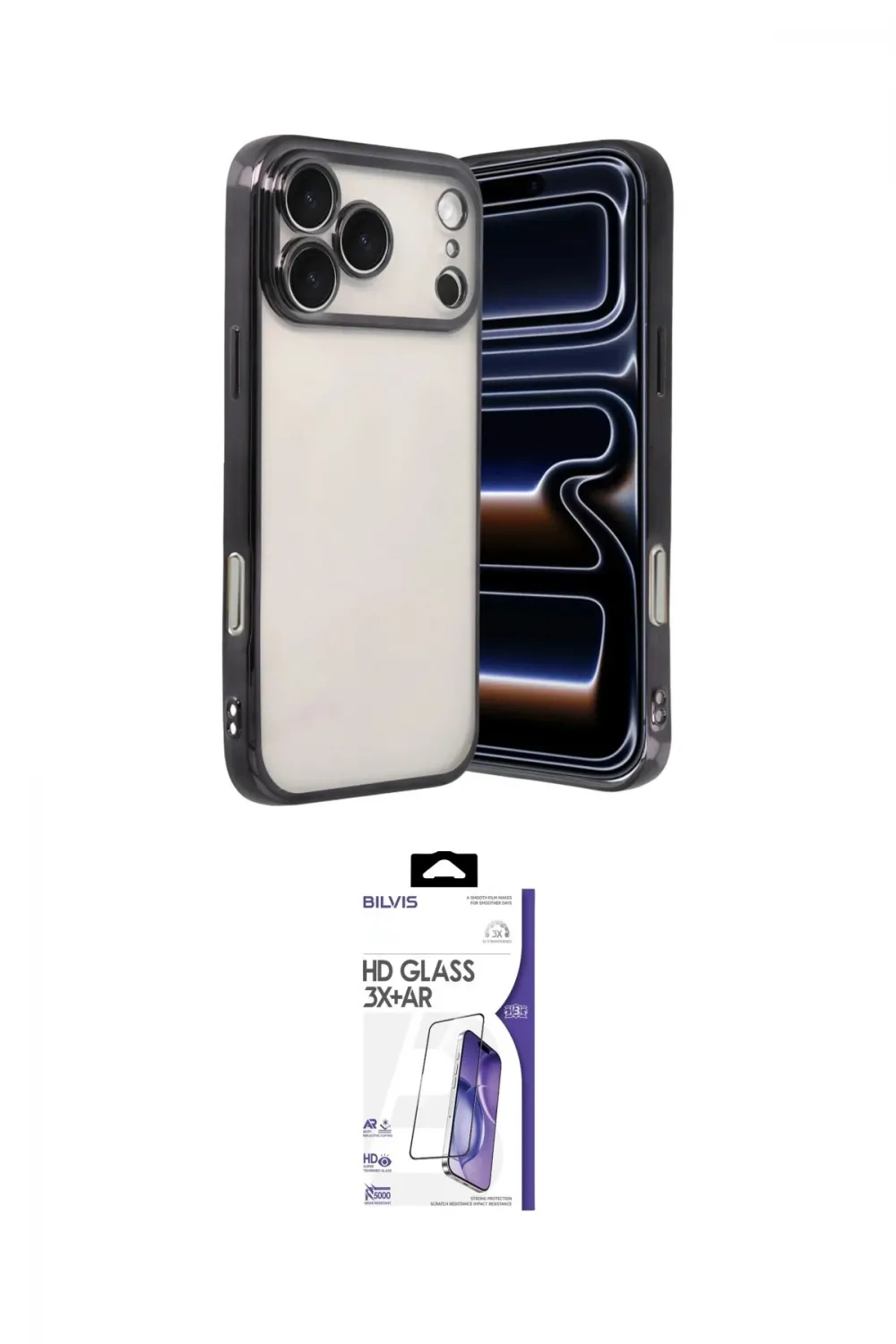 ieg™ iPhone 17 Pro Max Kılıf Vadi Minimal - Siyah Bilvis 3X AR HD Cam Ekran Koruyucu