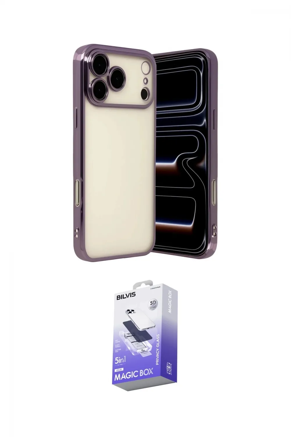 ieg™ iPhone 17 Pro Max Kılıf Vadi Minimal - Siyah Bilvis 5in1 5D Magic Hayalet Cam Ekran Koruyucu
