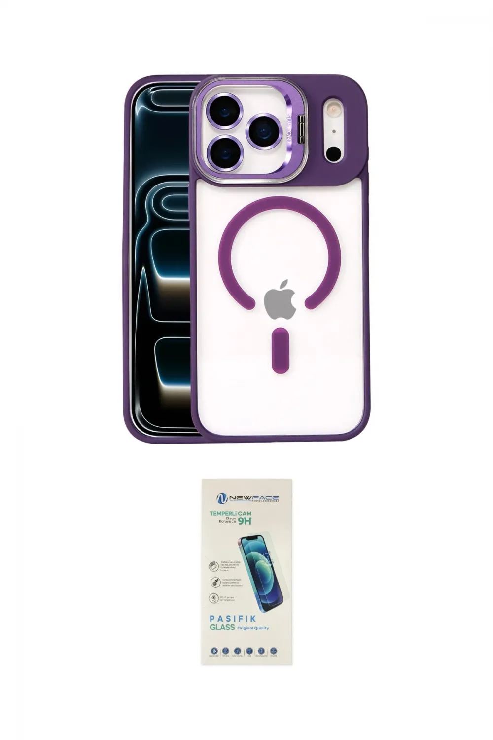 ieg™ iPhone 17 Pro Max Kılıf Yadigar Asil Koleksiyonu - Şeffaf Pasifik Cam Ekran Koruyucu