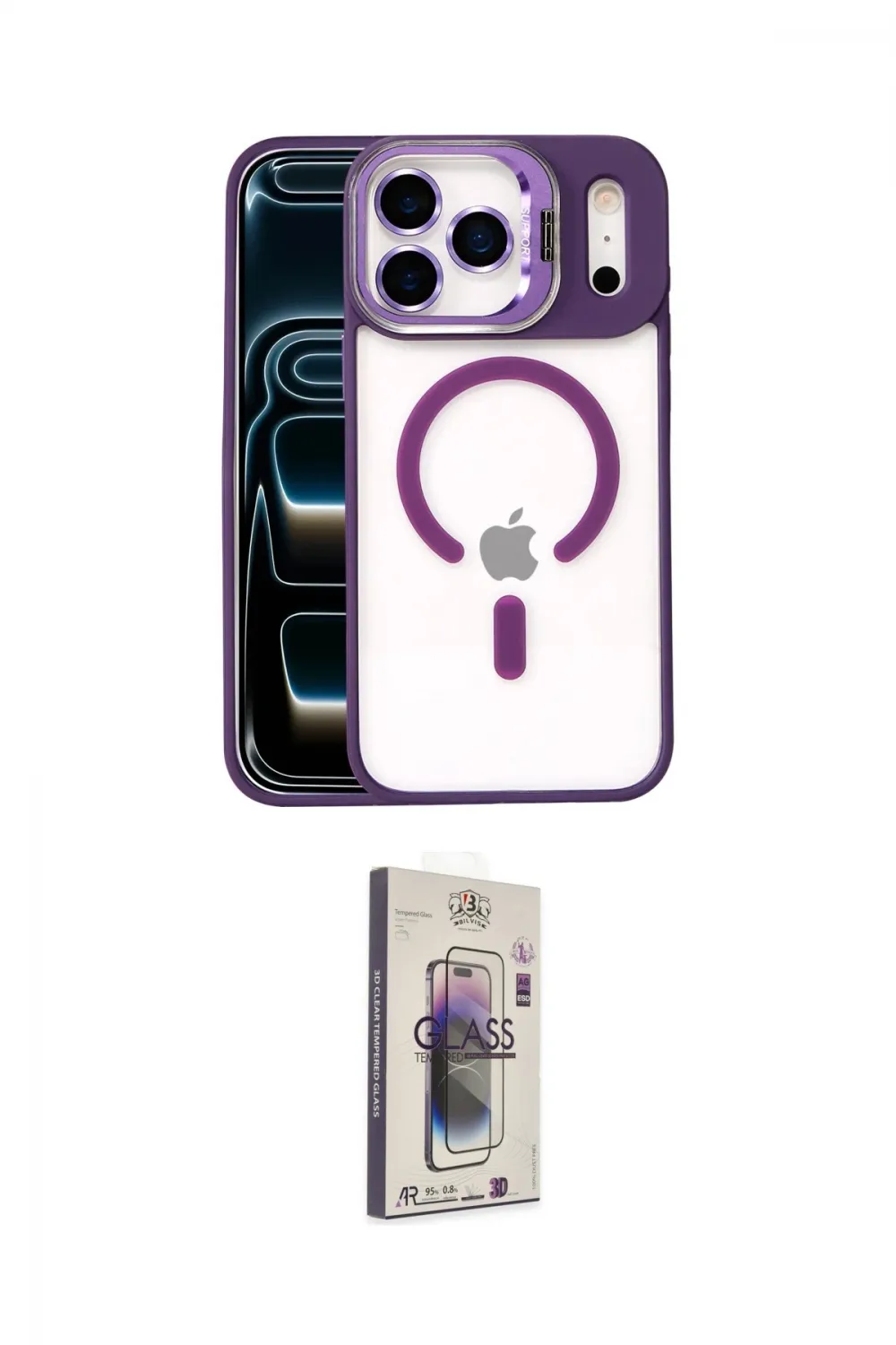 ieg™ iPhone 17 Pro Max Kılıf Yadigar Asil Koleksiyonu - Siyah Bilvis 3D Cam Ekran Koruyucu