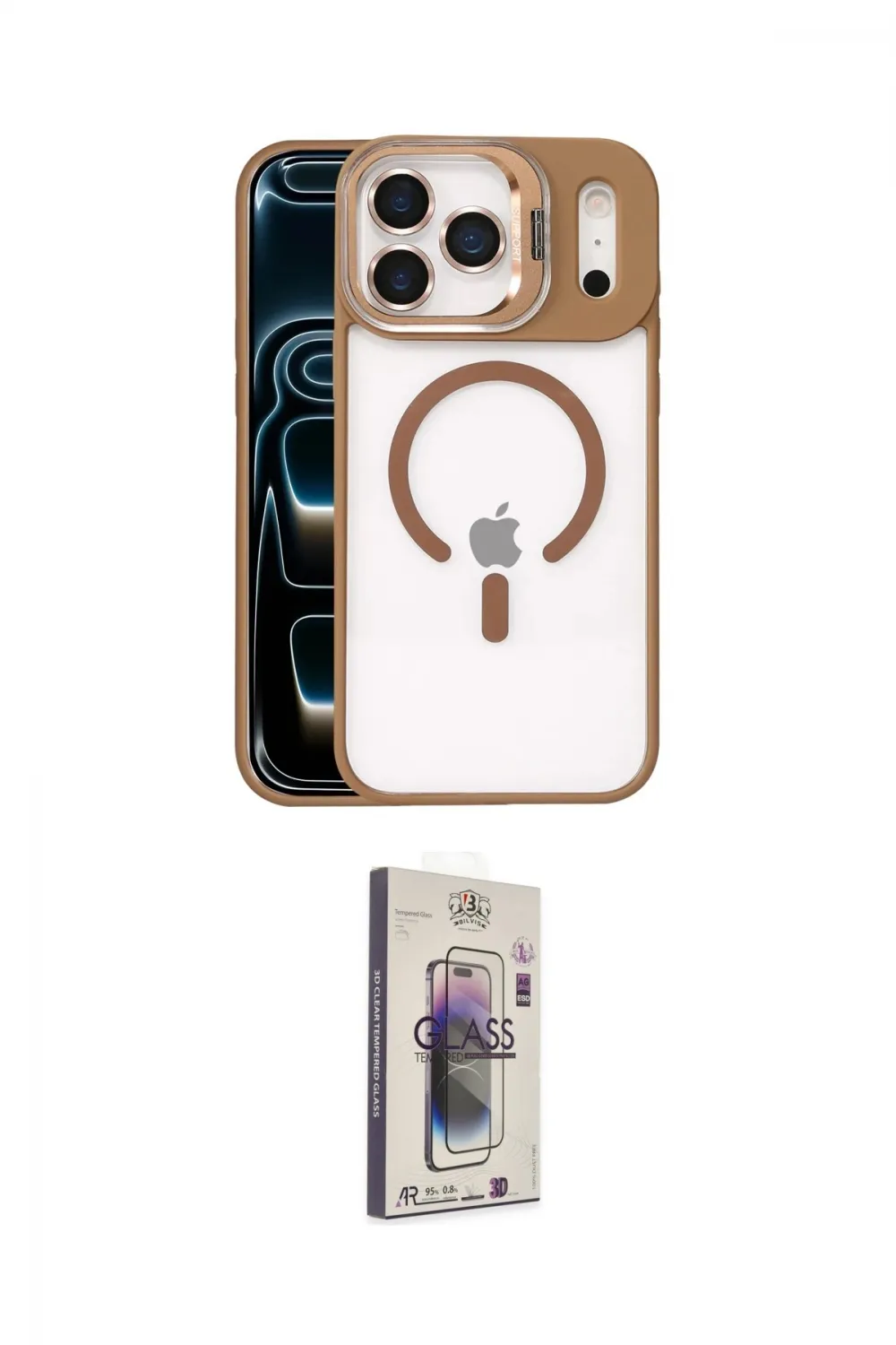 ieg™ iPhone 17 Pro Max Kılıf Yadigar Asil Koleksiyonu - Siyah Bilvis 3D Cam Ekran Koruyucu