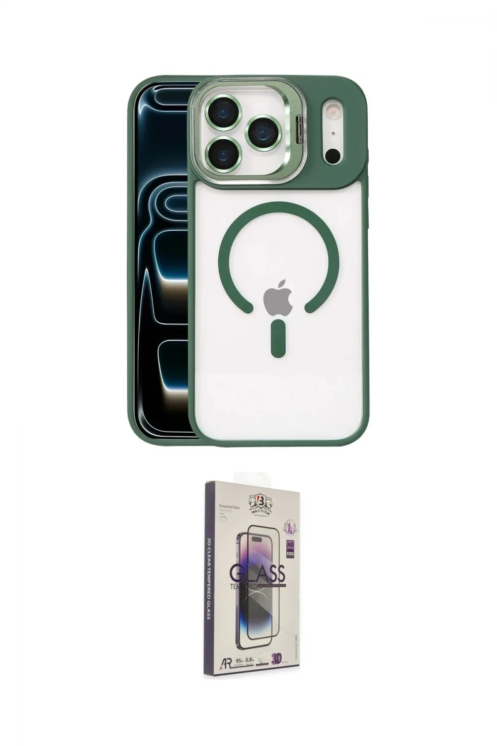 ieg™ iPhone 17 Pro Max Kılıf Yadigar Asil Koleksiyonu - Siyah Bilvis 3D Cam Ekran Koruyucu