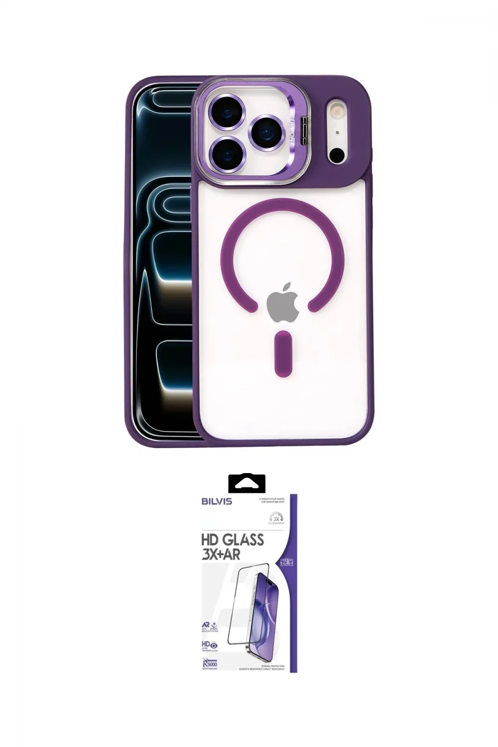ieg™ iPhone 17 Pro Max Kılıf Yadigar Asil Koleksiyonu - Siyah Bilvis 3X AR HD Cam Ekran Koruyucu