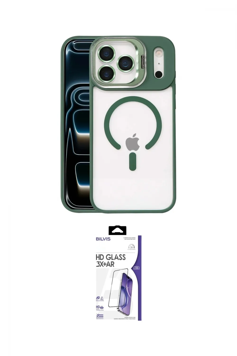 ieg™ iPhone 17 Pro Max Kılıf Yadigar Asil Koleksiyonu - Siyah Bilvis 3X AR HD Cam Ekran Koruyucu