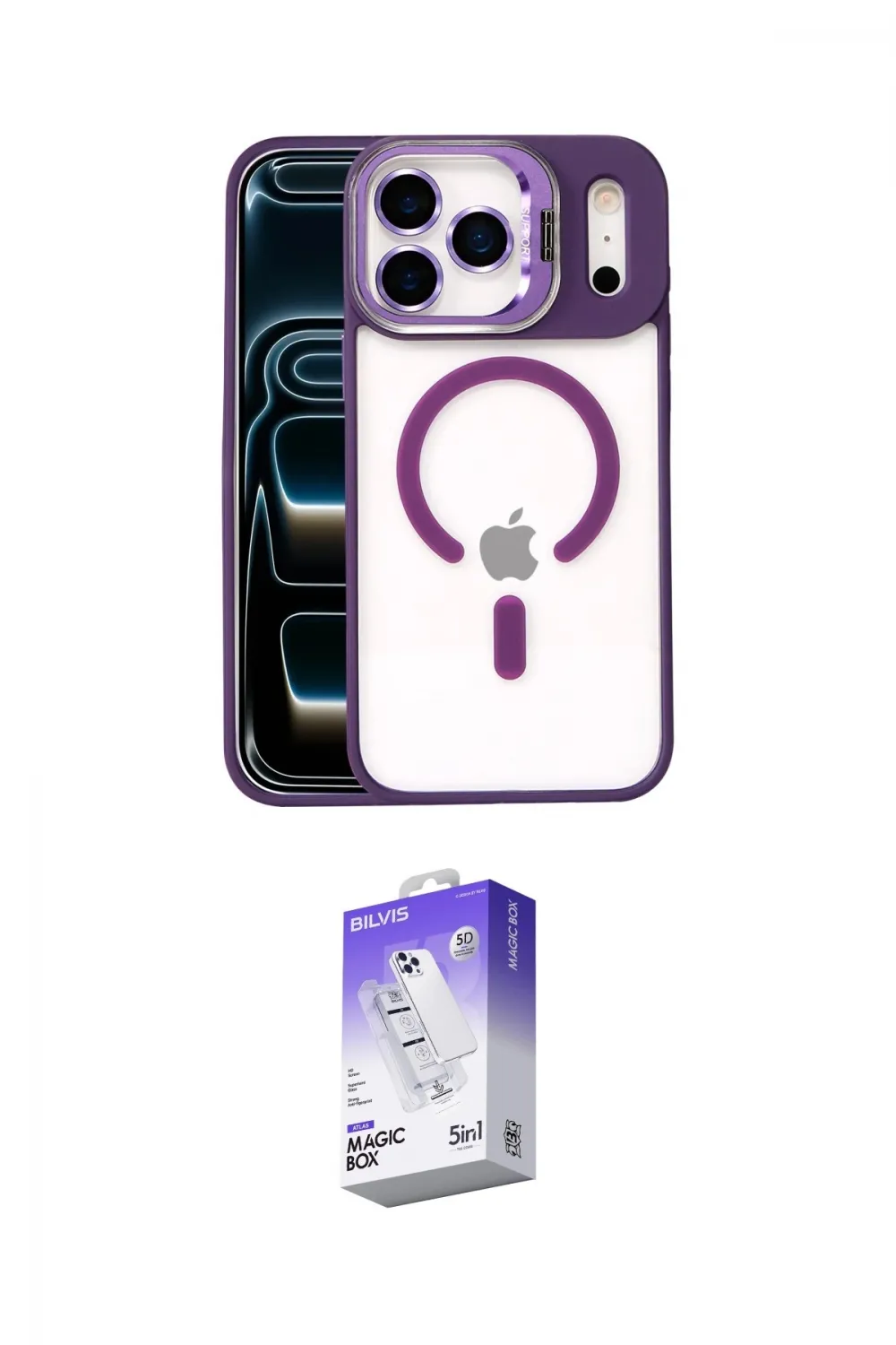 ieg™ iPhone 17 Pro Max Kılıf Yadigar Asil Koleksiyonu - Siyah Bilvis 5in1 3D Magic Cam Ekran Koruyucu