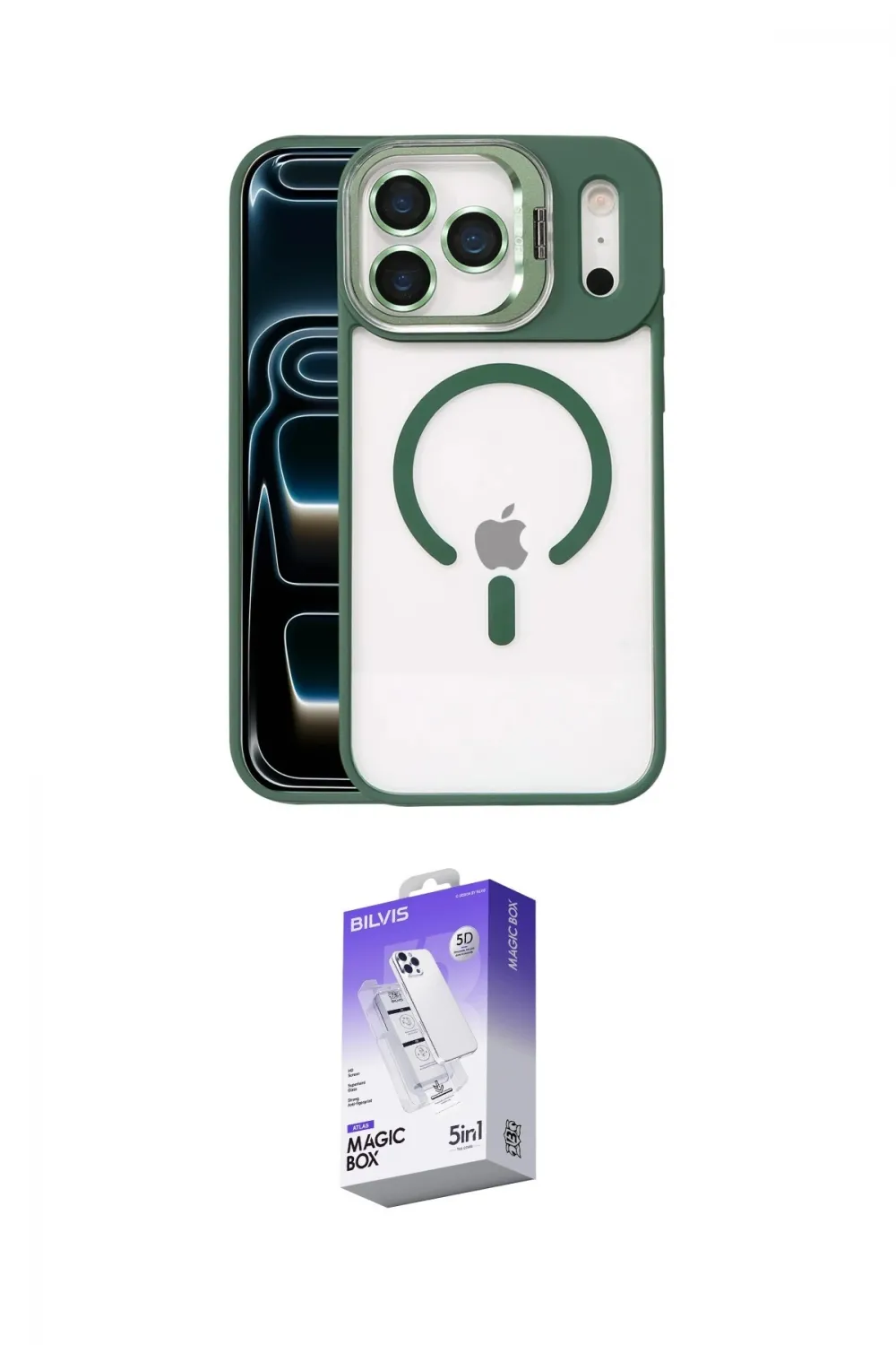 ieg™ iPhone 17 Pro Max Kılıf Yadigar Asil Koleksiyonu - Siyah Bilvis 5in1 3D Magic Cam Ekran Koruyucu