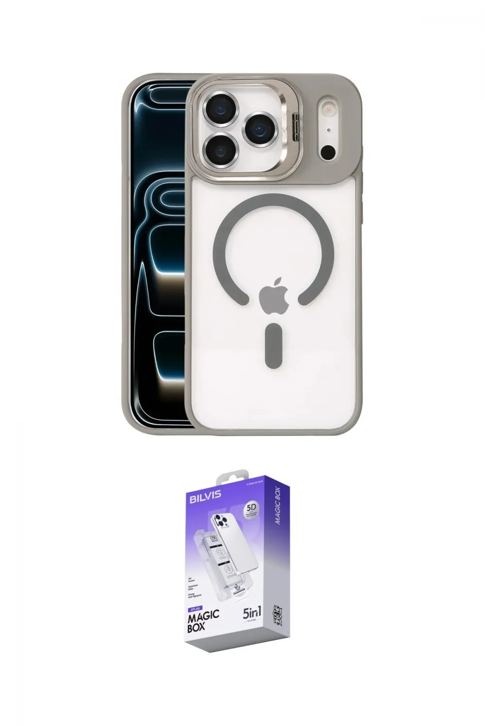 ieg™ iPhone 17 Pro Max Kılıf Yadigar Asil Koleksiyonu - Siyah Bilvis 5in1 3D Magic Cam Ekran Koruyucu